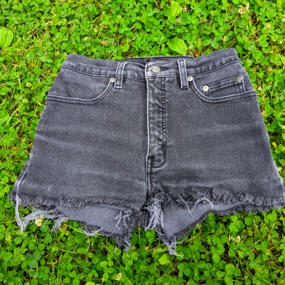 Harley Davidson Y2K‎ Black faded cutoff denim shorts